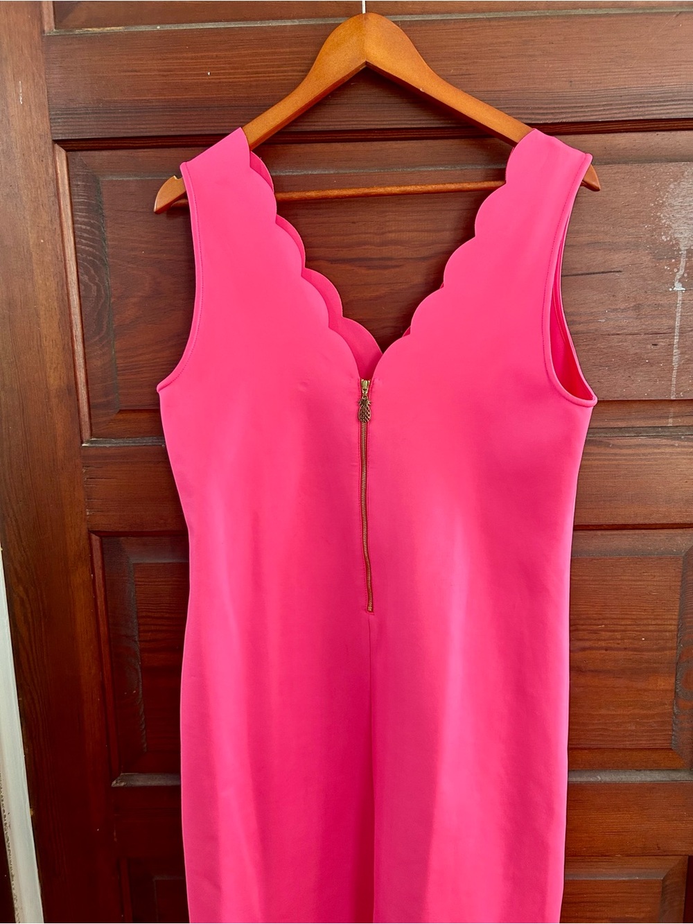 Lilly Pulitzer Girls' Scallop V-Neck Shift Dress - Hot Pink - Picture 6 of 10